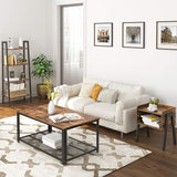 Rustic Chic Stackable End Table with Wood Finish and Metal Frame - Side View