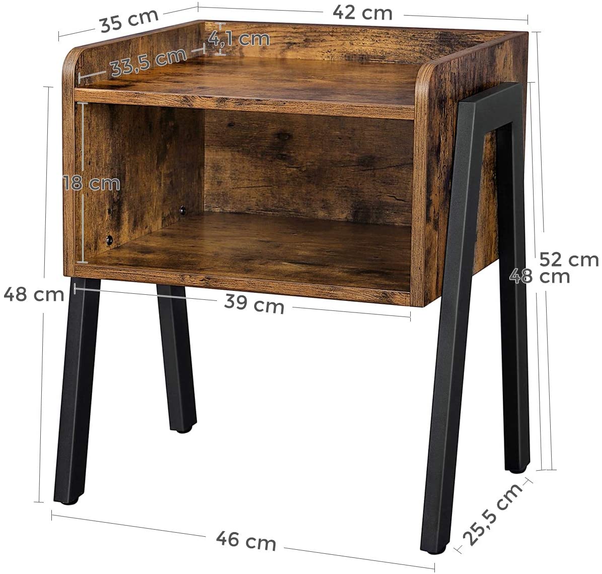 Rustic Chic Stackable End Table with Wood Finish and Metal Frame
