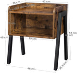 Rustic Chic Stackable End Table with Wood Finish and Metal Frame - Close-Up Angle
