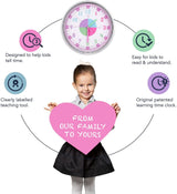 Kids' Colorful Analog Silent Wall Clock (Pink) - Ideal Learning Tool for Home and Classroom - Front View