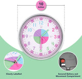 Kids' Colorful Analog Silent Wall Clock (Pink) - Ideal Learning Tool for Home and Classroom - Rear View