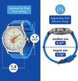 Educational Blue Analog Watch for Kids - Time-Telling Tool for Ages 5-15 - Top-Down View