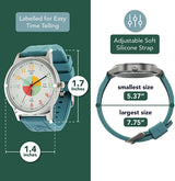 Educational Green Analog Watch for Kids - Time-Telling Tool for Ages 5-15 - Top-Down View