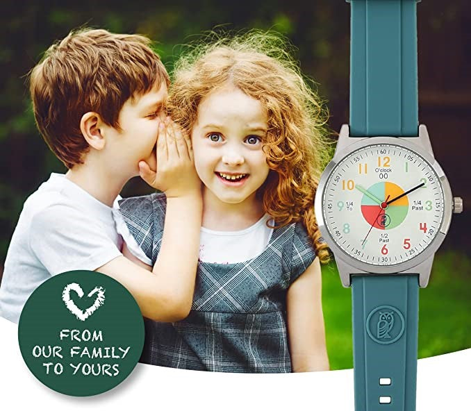 Educational Green Analog Watch for Kids - Time-Telling Tool for Ages 5-15
