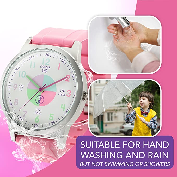 Rose Pink Analog Teaching Watch for Kids - Learn to Tell Time (Ages 5-15)