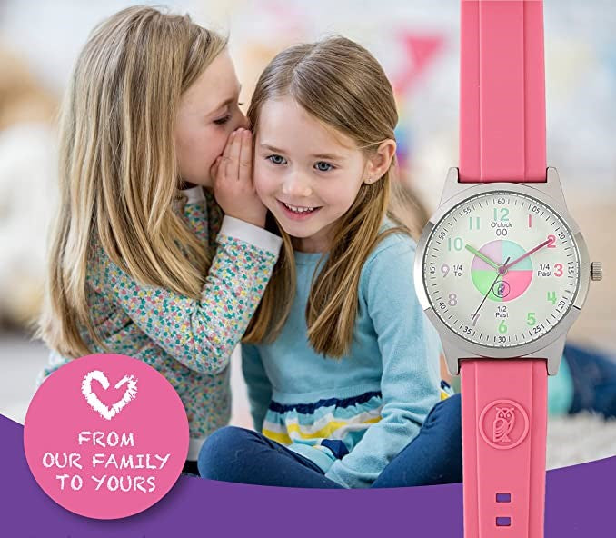 Rose Pink Analog Teaching Watch for Kids - Learn to Tell Time (Ages 5-15)