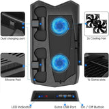 PS5 Vertical Cooling and Charging Hub with Dual Controller Dock and Game Storage Rack, 3 USB Ports Included - Side View