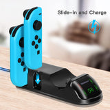 Multi-Device 5 in 1 Charging Dock for Nintendo Switch Joy-Cons, Pro Controller, and PS5 with LED Indicator and Type-C Cable - Side View