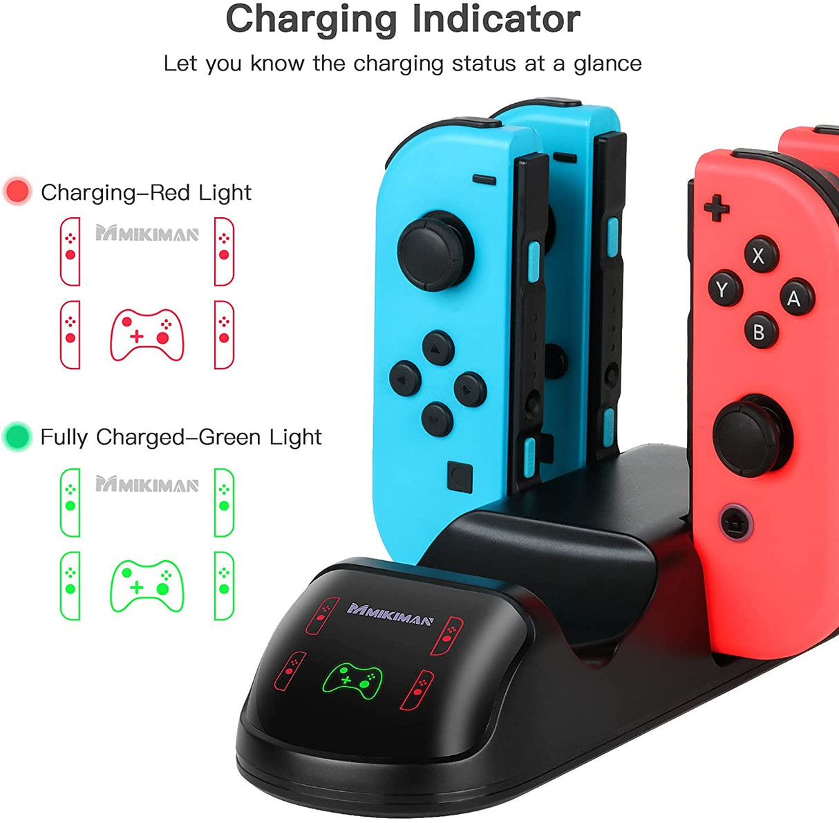 Multi-Device 5 in 1 Charging Dock for Nintendo Switch Joy-Cons, Pro Controller, and PS5 with LED Indicator and Type-C Cable