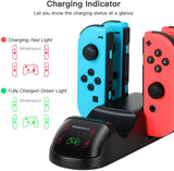 Multi-Device 5 in 1 Charging Dock for Nintendo Switch Joy-Cons, Pro Controller, and PS5 with LED Indicator and Type-C Cable - 45-Degree Angle