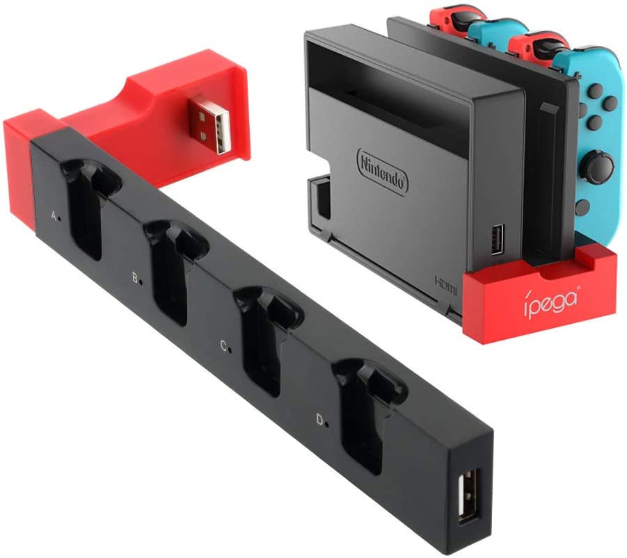 Multifunctional 4-Port Charging Dock for Nintendo Switch Joy-Con with LED Status Indicators