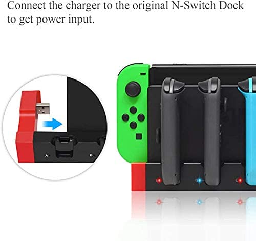 Multifunctional 4-Port Charging Dock for Nintendo Switch Joy-Con with LED Status Indicators