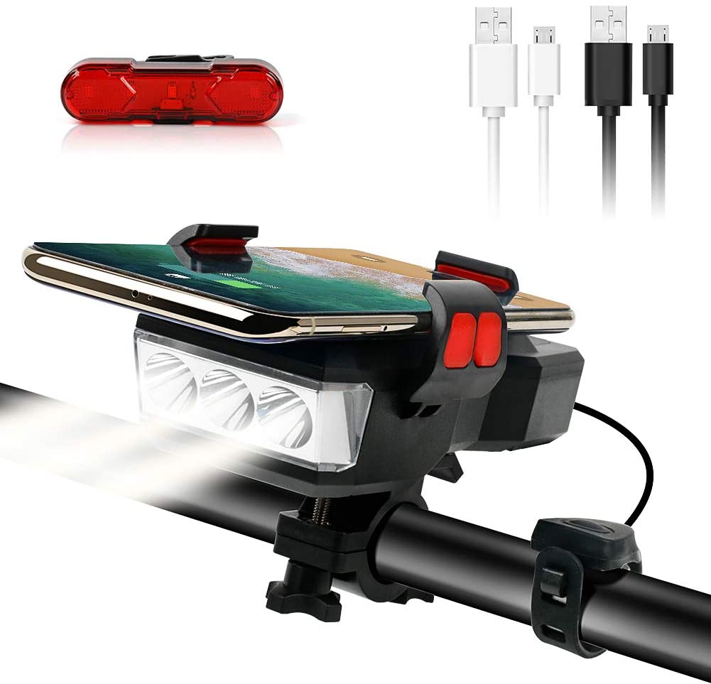 High-Performance 550LM USB Rechargeable Bike LED Light with 4000mAh Power Bank & IPX4 Waterproof Rating