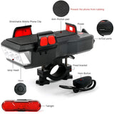 High-Performance 550LM USB Rechargeable Bike LED Light with 4000mAh Power Bank & IPX4 Waterproof Rating - Front View