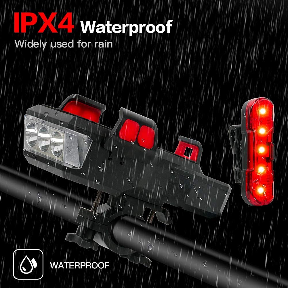 High-Performance 550LM USB Rechargeable Bike LED Light with 4000mAh Power Bank & IPX4 Waterproof Rating
