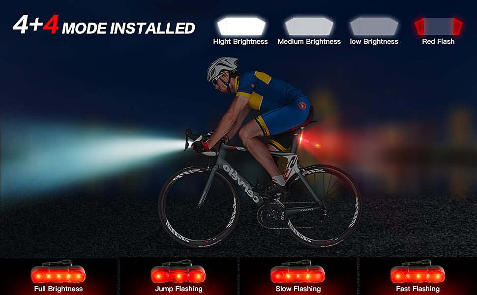 High-Performance 550LM USB Rechargeable Bike LED Light with 4000mAh Power Bank & IPX4 Waterproof Rating