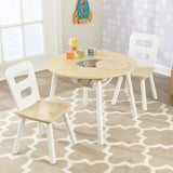 Round Table and 2 Chair Set for children (White Natural) - Side View