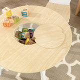 Round Table and 2 Chair Set for children (White Natural) - 45-Degree Angle