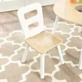 Round Table and 2 Chair Set for children (White Natural) - Rear View