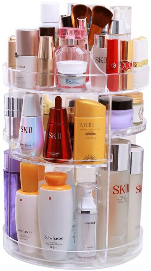 Adjustable 360° Rotating Makeup Organizer with Versatile Cosmetic Storage Solutions