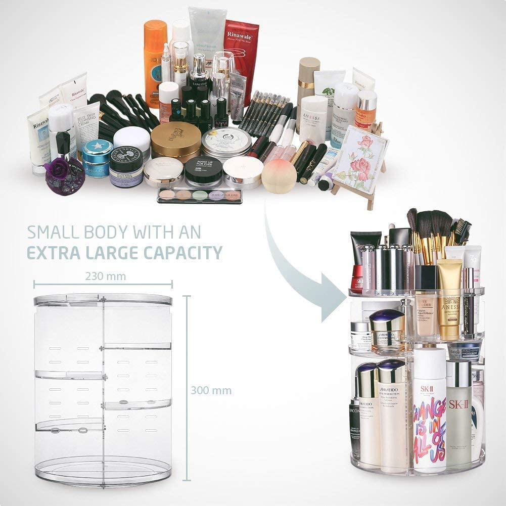 Adjustable 360° Rotating Makeup Organizer with Versatile Cosmetic Storage Solutions