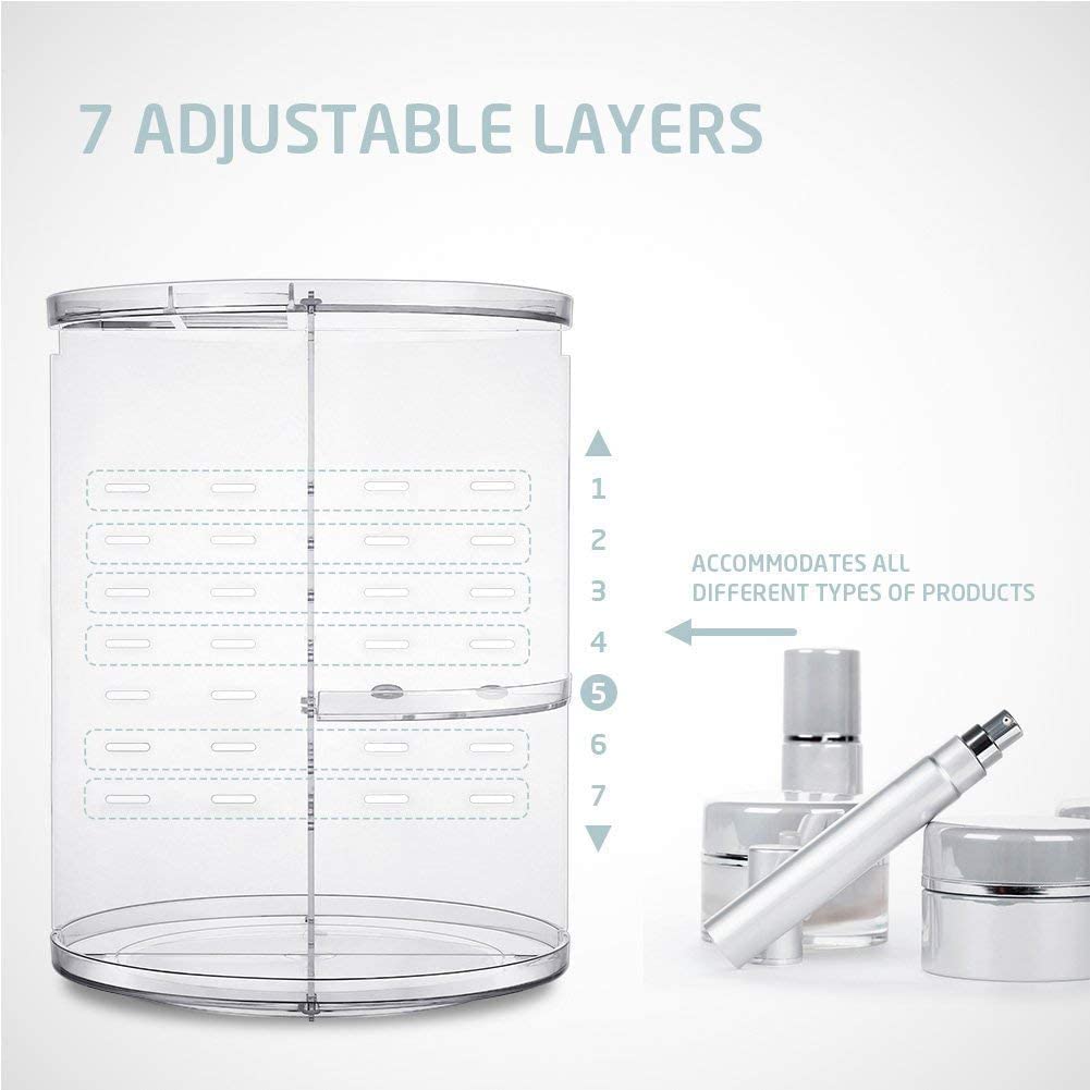Adjustable 360° Rotating Makeup Organizer with Versatile Cosmetic Storage Solutions