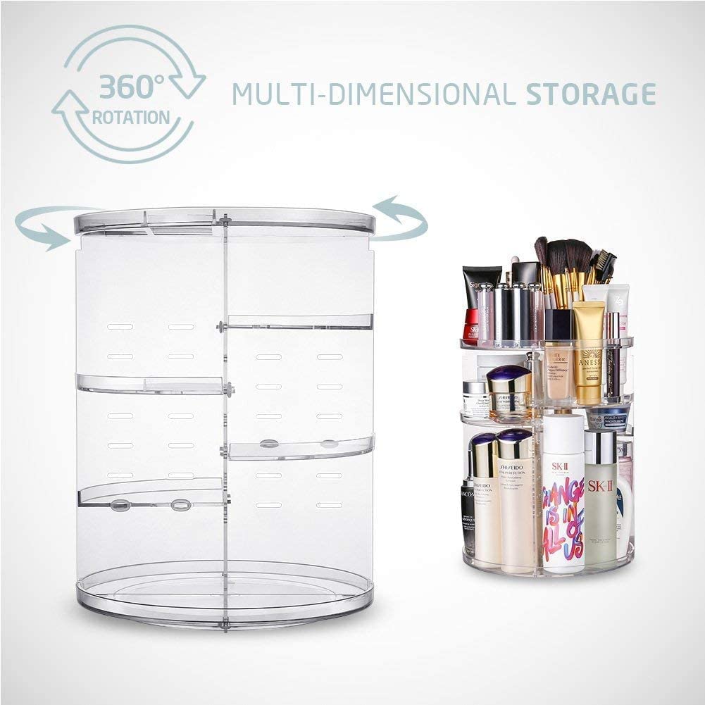 Adjustable 360° Rotating Makeup Organizer with Versatile Cosmetic Storage Solutions