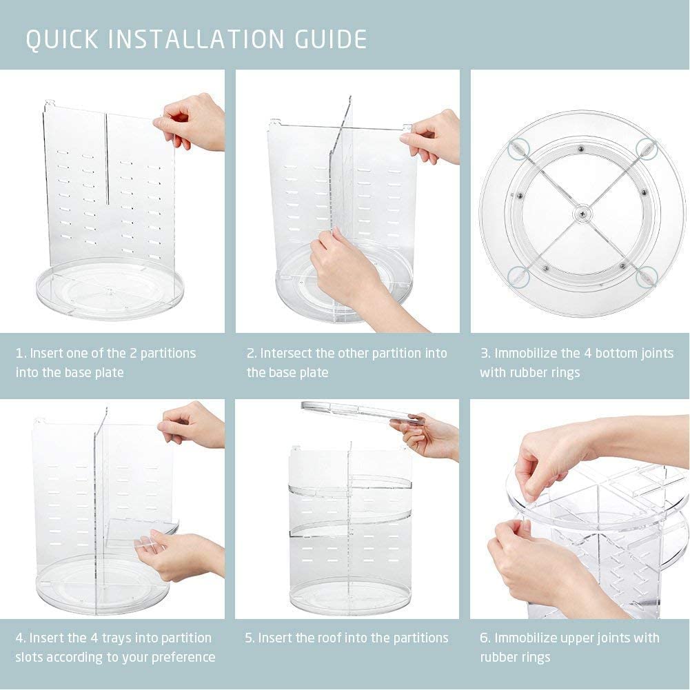 Adjustable 360° Rotating Makeup Organizer with Versatile Cosmetic Storage Solutions
