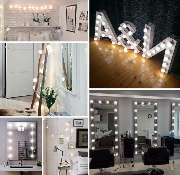 Hollywood Vanity Style LED Makeup Lights Mirror with 3 Color Modes Lights with 10 Dimmable Bulbs (Mi