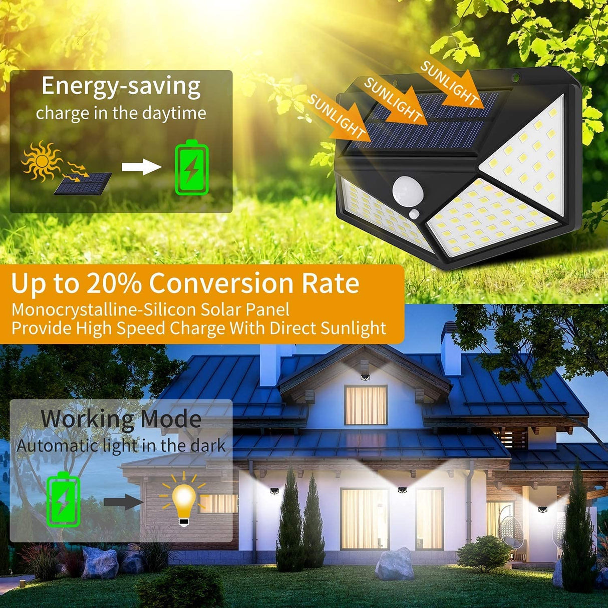 100 LED Solar Fairy Lights with 8 Modes - Waterproof Outdoor Decorative Lighting (4 Pack)
