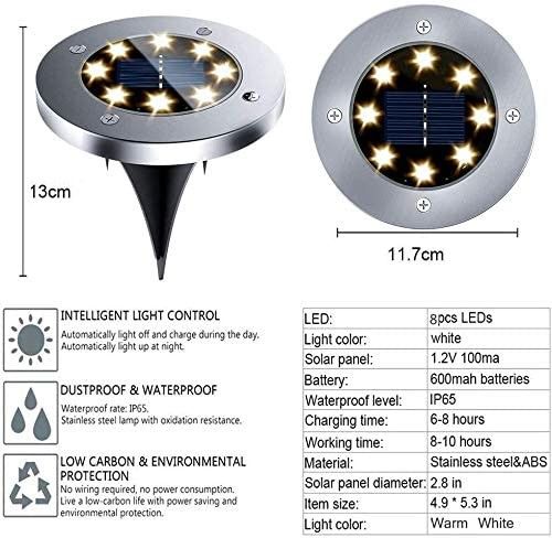 8 Pack Bright LED Solar Garden Path Lights (Warm White)