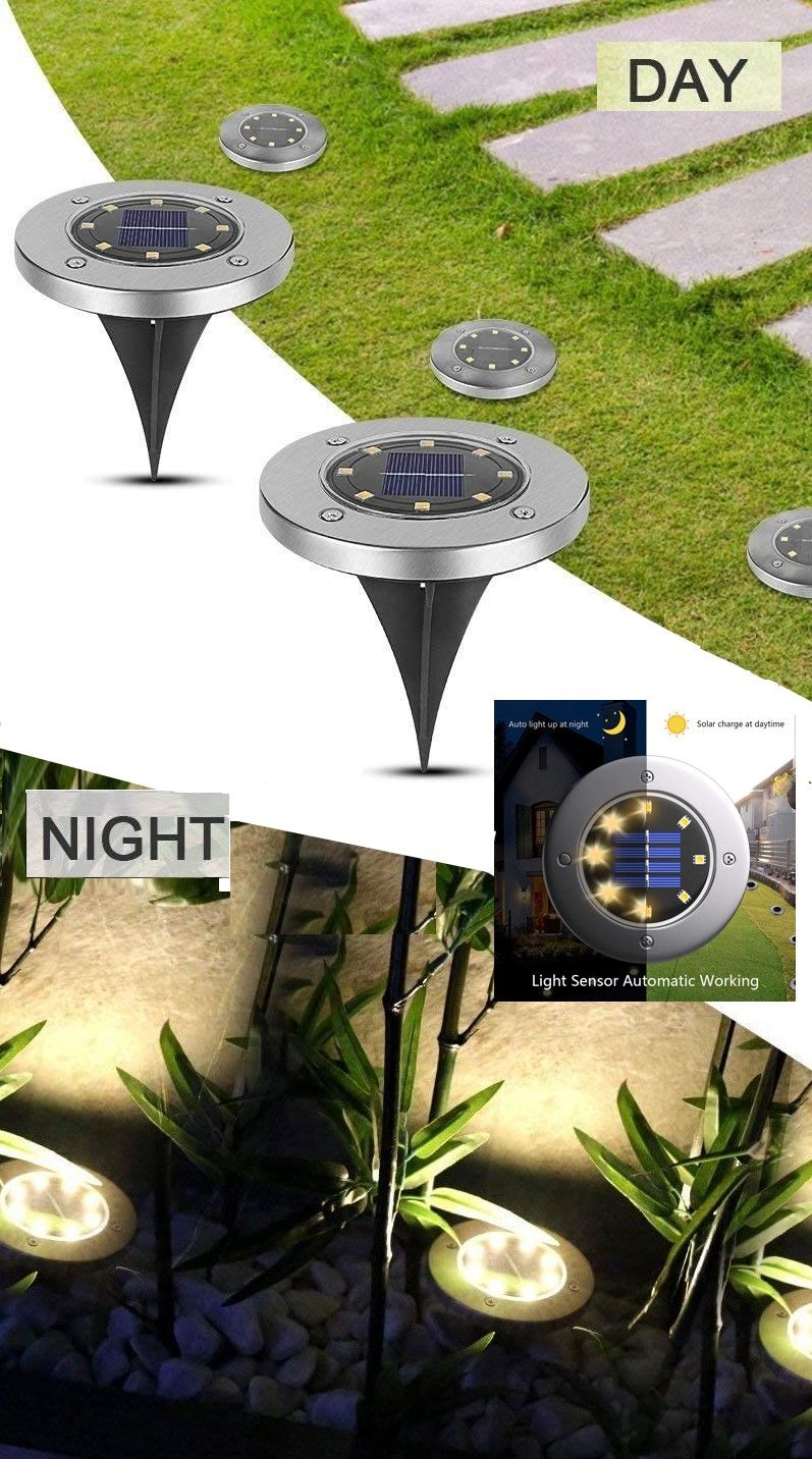 8 Pack Bright LED Solar Garden Path Lights (Warm White)