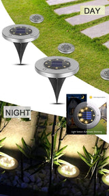 8 Pack Bright LED Solar Garden Path Lights (Warm White) - Close-Up Angle