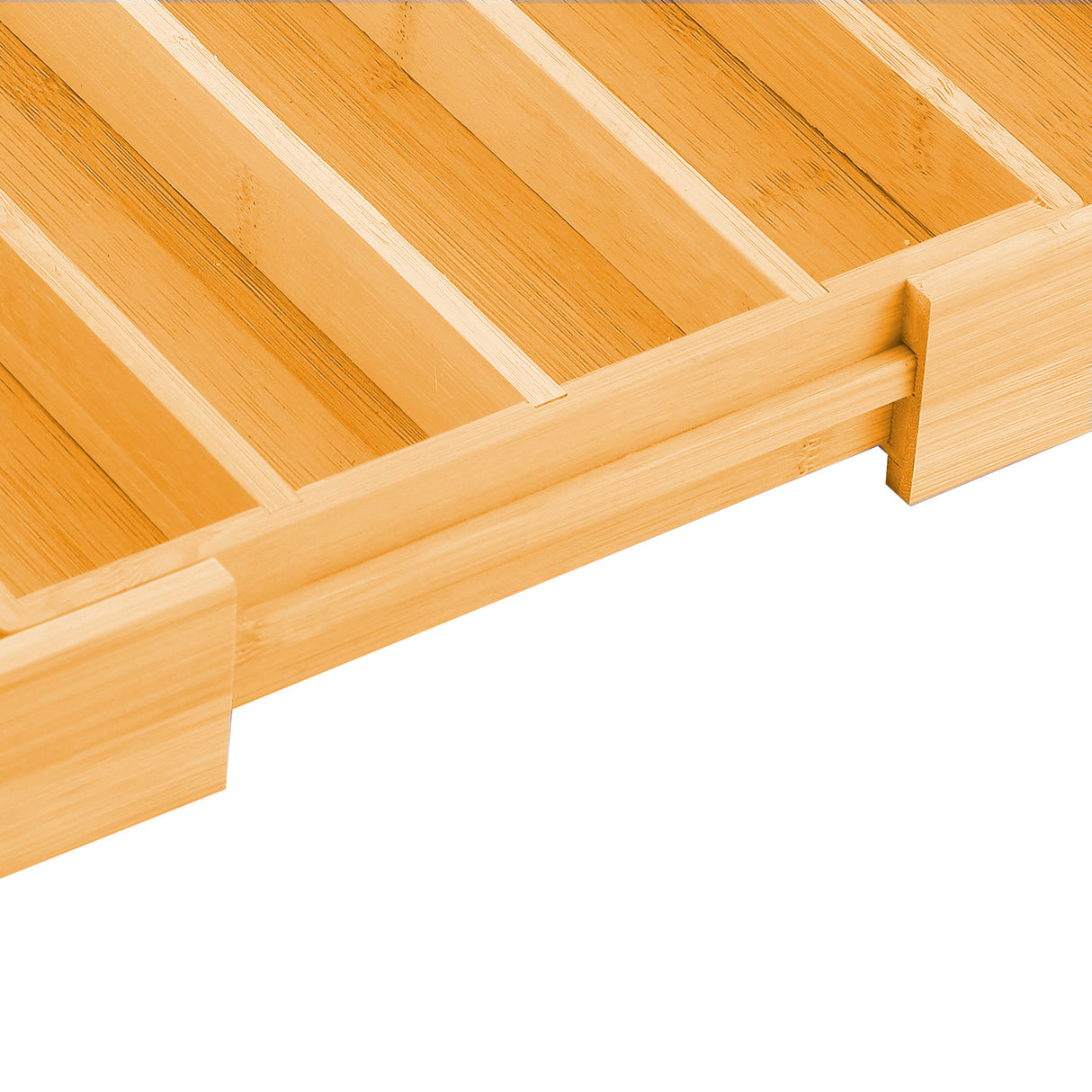 Expandable Bamboo Drawer Organizer with Knife Block for Kitchen and Home Storage