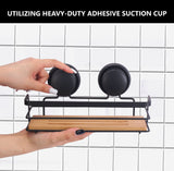 2-Tier Bamboo Corner Shower Caddy with No-Drill Suction Cup - 2 Pack Premium Storage Solution for Bathroom and Kitchen - 45-Degree Angle
