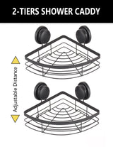 Corner Shower Caddy Shelf Organizer with Suction Cup - 2 Pack No-Drill Storage Solution for Bathroom and Kitchen