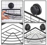 Corner Shower Caddy Shelf Organizer with Suction Cup - 2 Pack No-Drill Storage Solution for Bathroom and Kitchen - Top-Down View