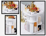 Versatile 360° Rotating Makeup Storage Organizer for Bedroom and Bathroom (White) - Top-Down View