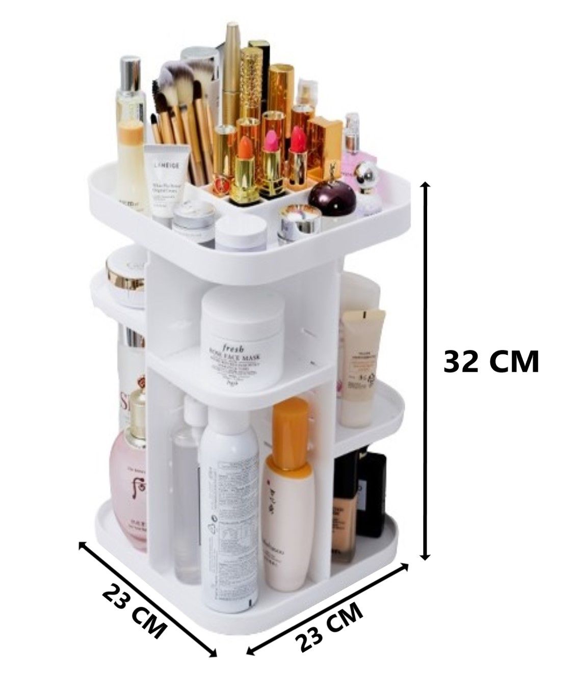 Versatile 360° Rotating Makeup Storage Organizer for Bedroom and Bathroom (White)