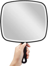 Oversized Black Handheld Mirror with Ergonomic Handle (31.5 x 23 cm)