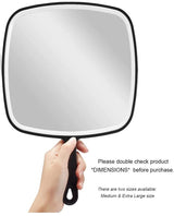Oversized Black Handheld Mirror with Ergonomic Handle (31.5 x 23 cm) - Front View