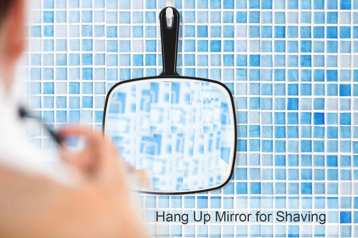 Oversized Black Handheld Mirror with Ergonomic Handle (31.5 x 23 cm)