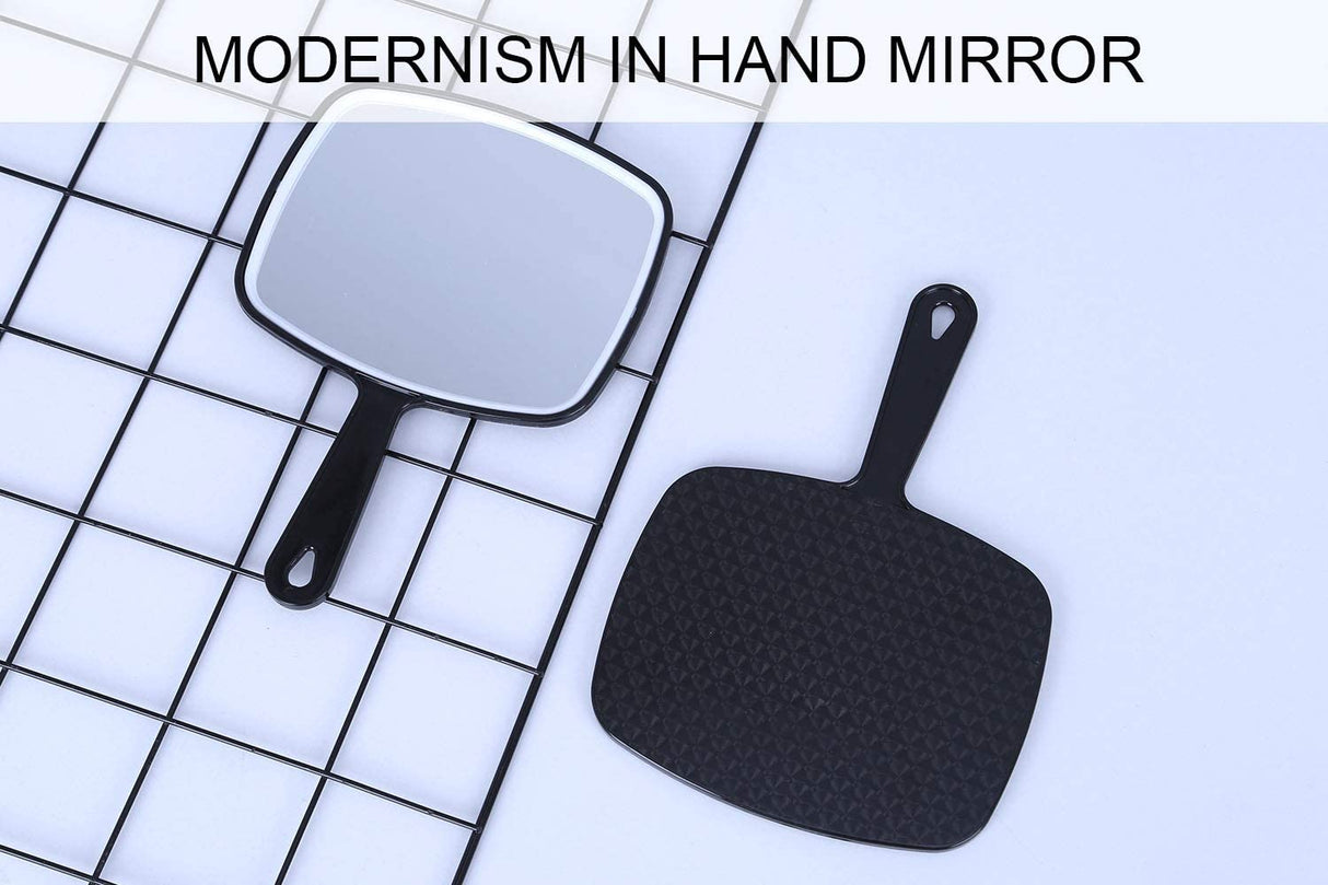Oversized Black Handheld Mirror with Ergonomic Handle (31.5 x 23 cm)