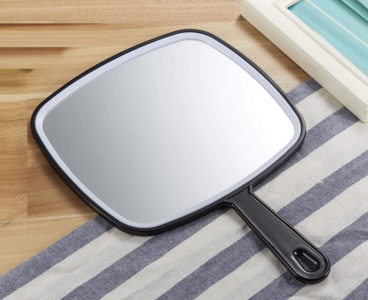 Oversized Black Handheld Mirror with Ergonomic Handle (31.5 x 23 cm)