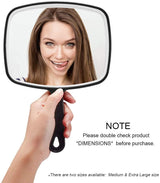 Oversized Black Handheld Mirror with Ergonomic Handle (24 x 16 cm) - Front View
