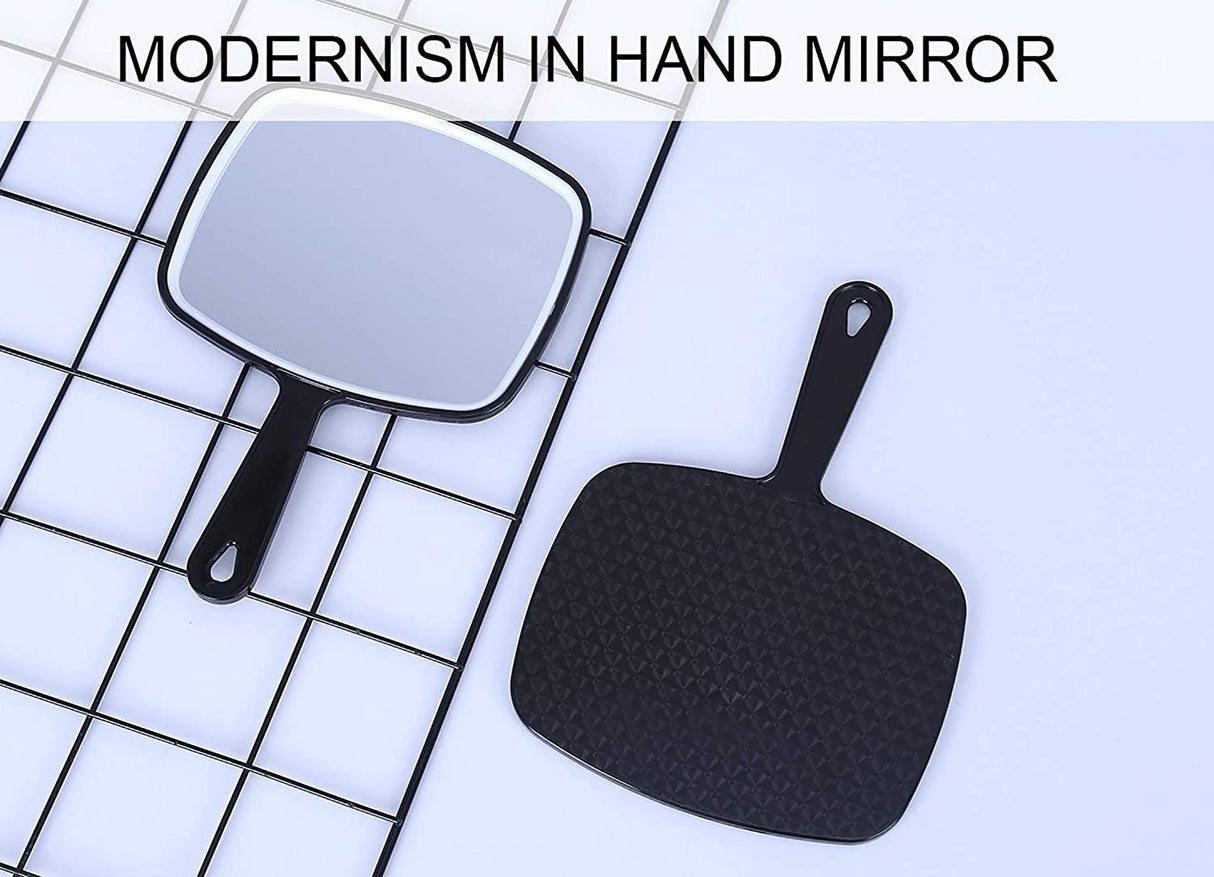 Oversized Black Handheld Mirror with Ergonomic Handle (24 x 16 cm)