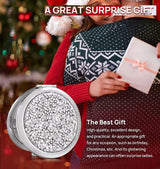 Elegant Sparkle 1X/2X Magnifying Metal Travel Makeup Mirror (Silver) - Rear View