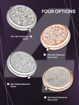 Elegant Sparkle 1X/2X Magnifying Metal Travel Makeup Mirror (Silver) - Close-Up Angle