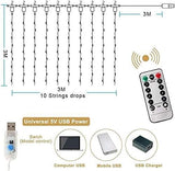 Multicolor 300 LED Curtain Fairy Lights with 8 Modes and Remote Control for Bedroom Decor (3m x 3m) - Front View