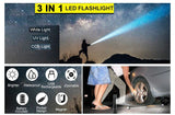 7 Modes Waterproof Rechargeable UV Light Flashlight Torch for Camping - Low Angle